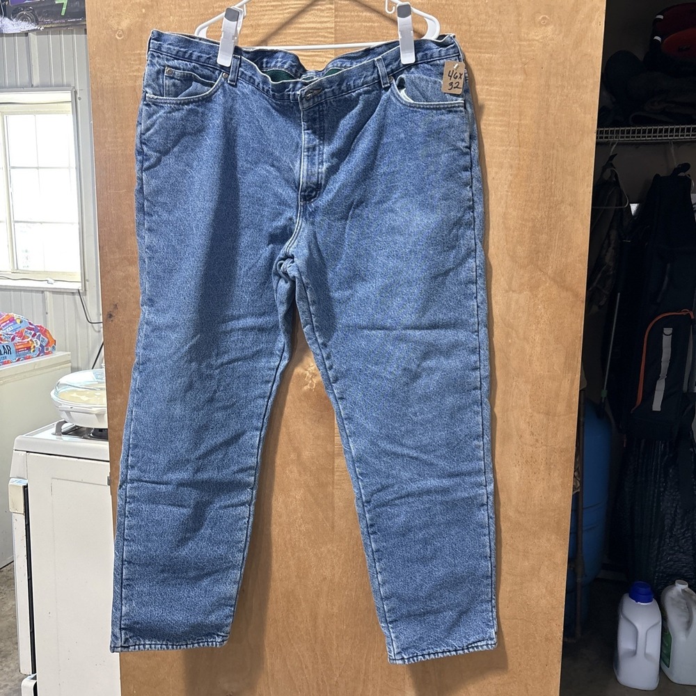 LLBean Men's Flannel Lined Jeans 46x32 VTG Made In USA